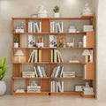 Corner Bookshelf, L Shaped, Set of 2, Dark Oak | Modular Geometric Design, Large Storage Display, Freestanding Wooden Unit, For Living Room Home Office