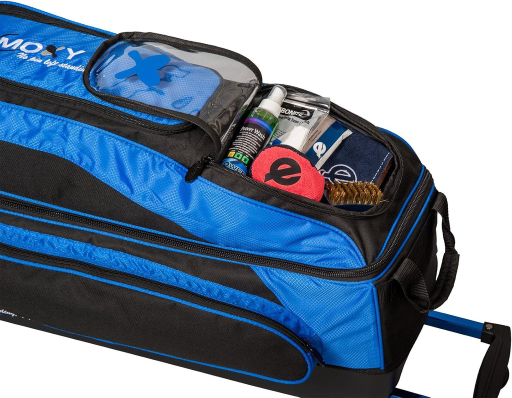 Moxy Bowling Products Blade Triple Roller Bowling Bag- Royal/Black