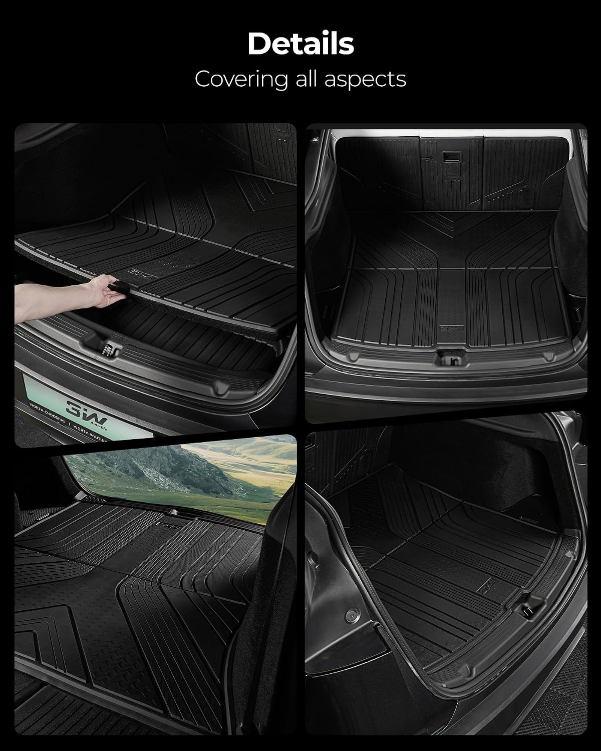 3W Backrest Liner & Cargo Liner for Nissan Pathfinder 2022-2026 (7&8 Seats), Cargo Liner Trunk Mat TPE All Weather Back Seat Cover Protector Pathfinder Accessories