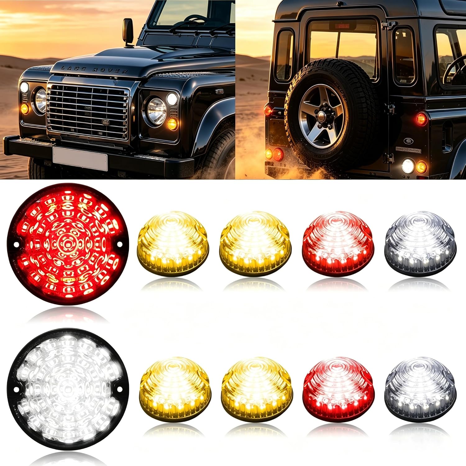 LED Upgraded Light Tail Light Kits, 10Pcs Led Indicator Light Compatible with Land Rover Defender 1990-2016 (White)