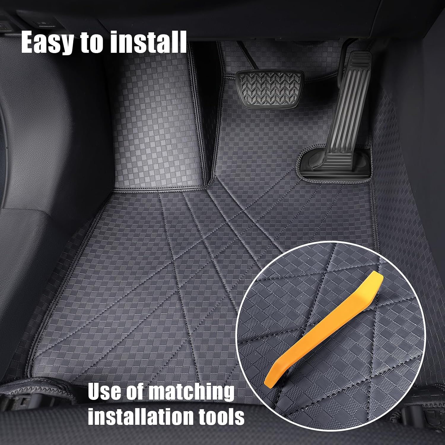 EKR Custom Floor Mats for Hyundai Tucson 2022-2026, Front & 2nd Row Luxury Car Floor Mat Fit Tucson 2022 2023 2024 2025 2026 - Leatherette Floor Liners(Black)