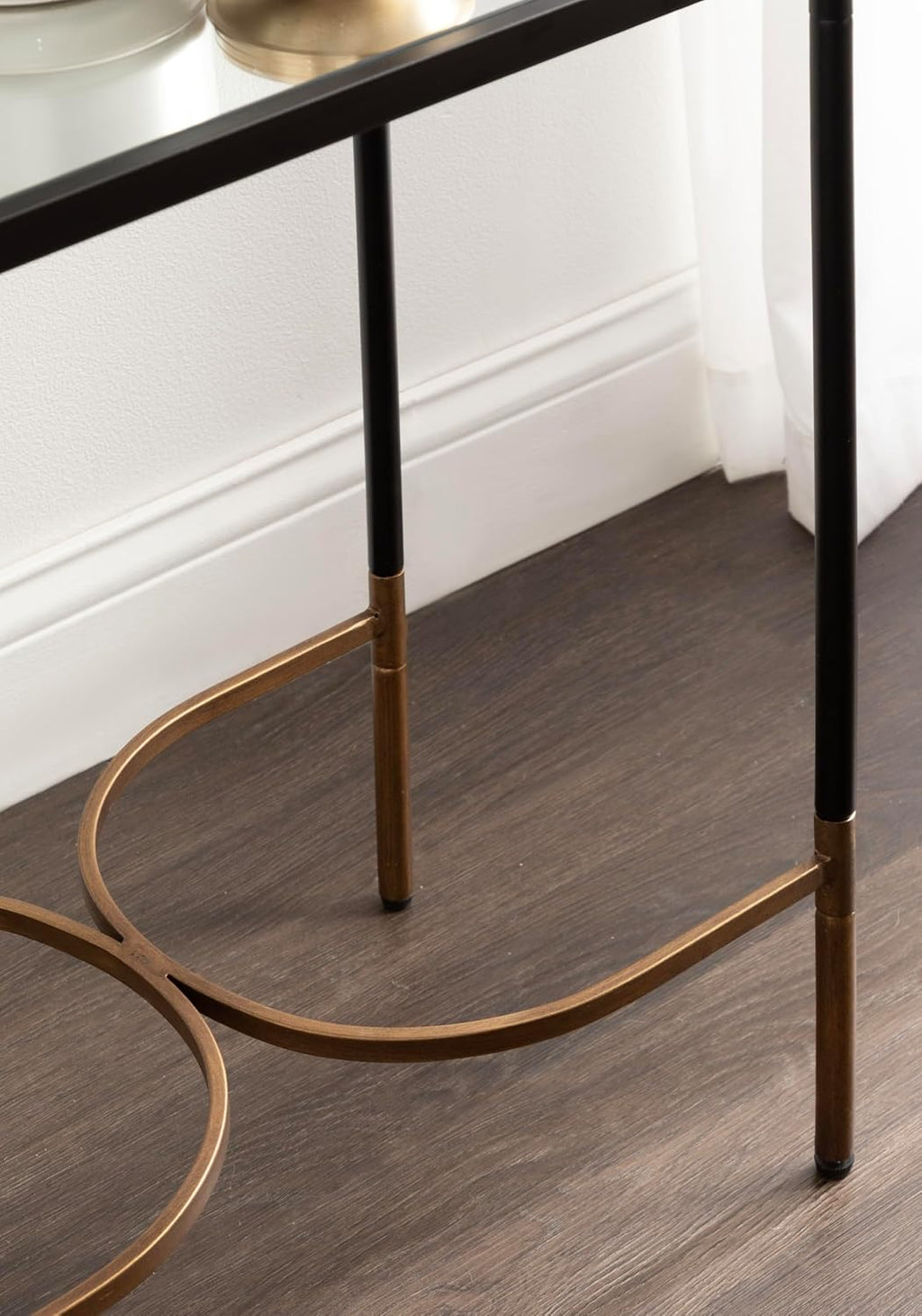 Kate and Laurel Catriona Modern Glam Metal Skinny Side Table, 19 x 11 x 24, Black and Gold, Rectangular Slim Living Room End Table with Geometric Base for Use as Bedroom Accent or Entryway Decor