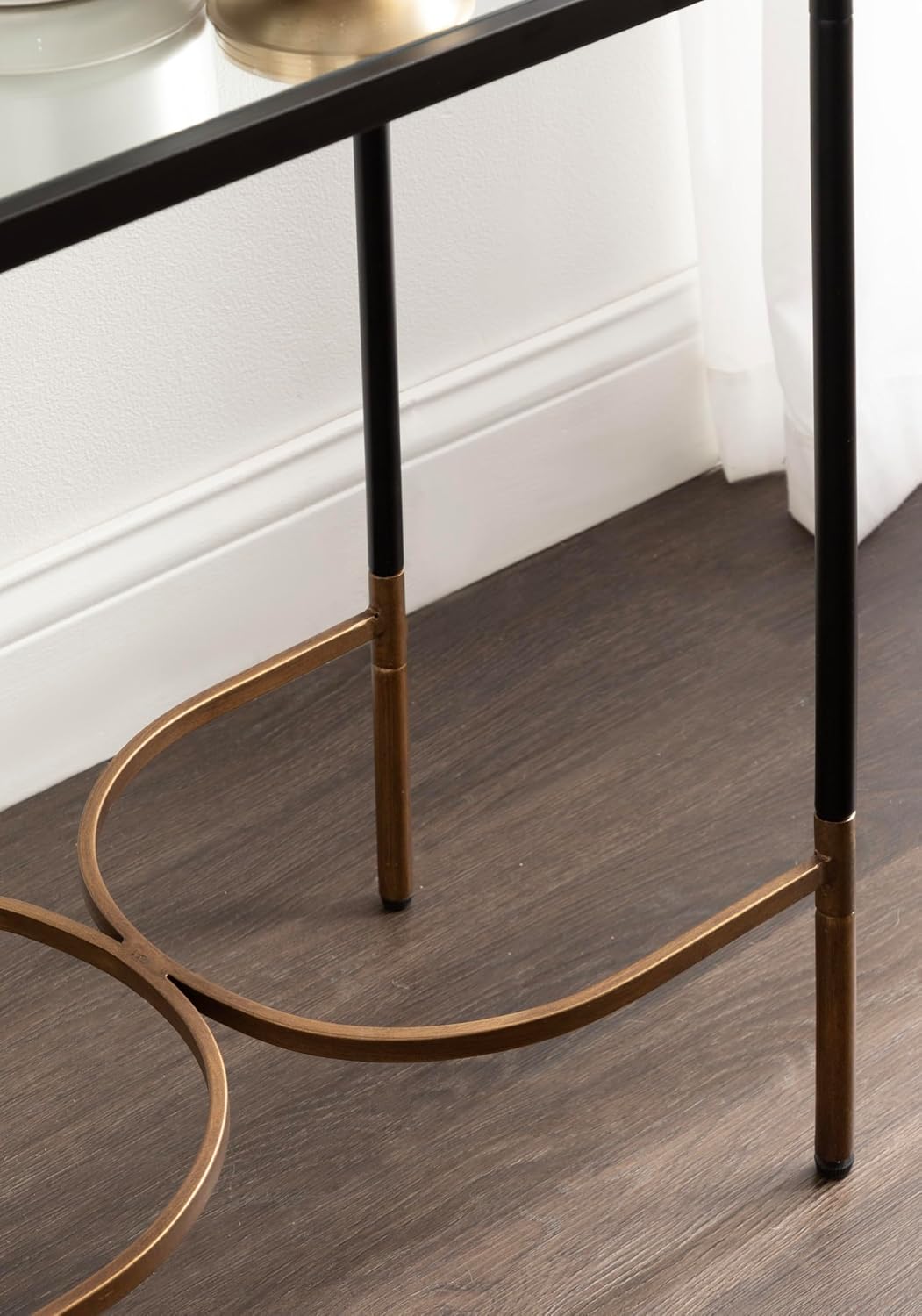 Kate and Laurel Catriona Modern Glam Metal Skinny Side Table, 19 x 11 x 24, Black and Gold, Rectangular Slim Living Room End Table with Geometric Base for Use as Bedroom Accent or Entryway Decor