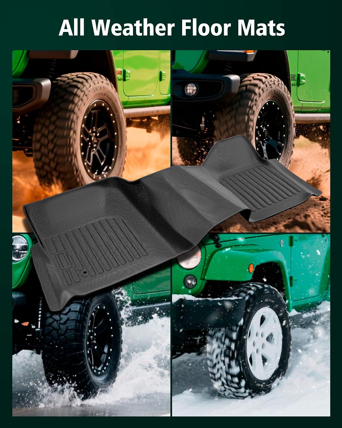 Floor Mats for Ford F250/F350/F450/F550: Crew Cab 2008 2009 2010 Bench Seat (NOT fit Trucks with Front Center Console) All Weather TPE Car Accessories Automotive for Ford Pickup Truck, 3PCS Liners