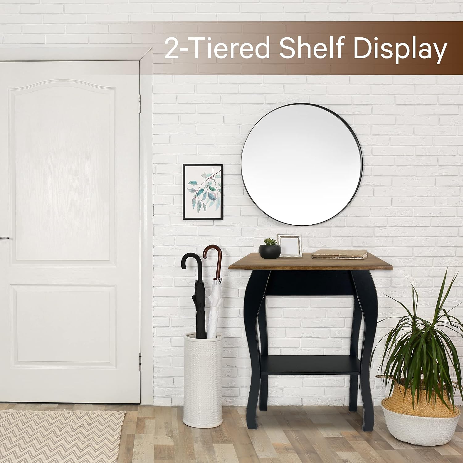 Peaceful Classics Wooden End Table- Amish Handmade Slim Side Table for Living Room, Bedroom, Entry Way, & Hallway, Thin Narrow End Table with 2-Tiered Shelves for Display & Storage, Black