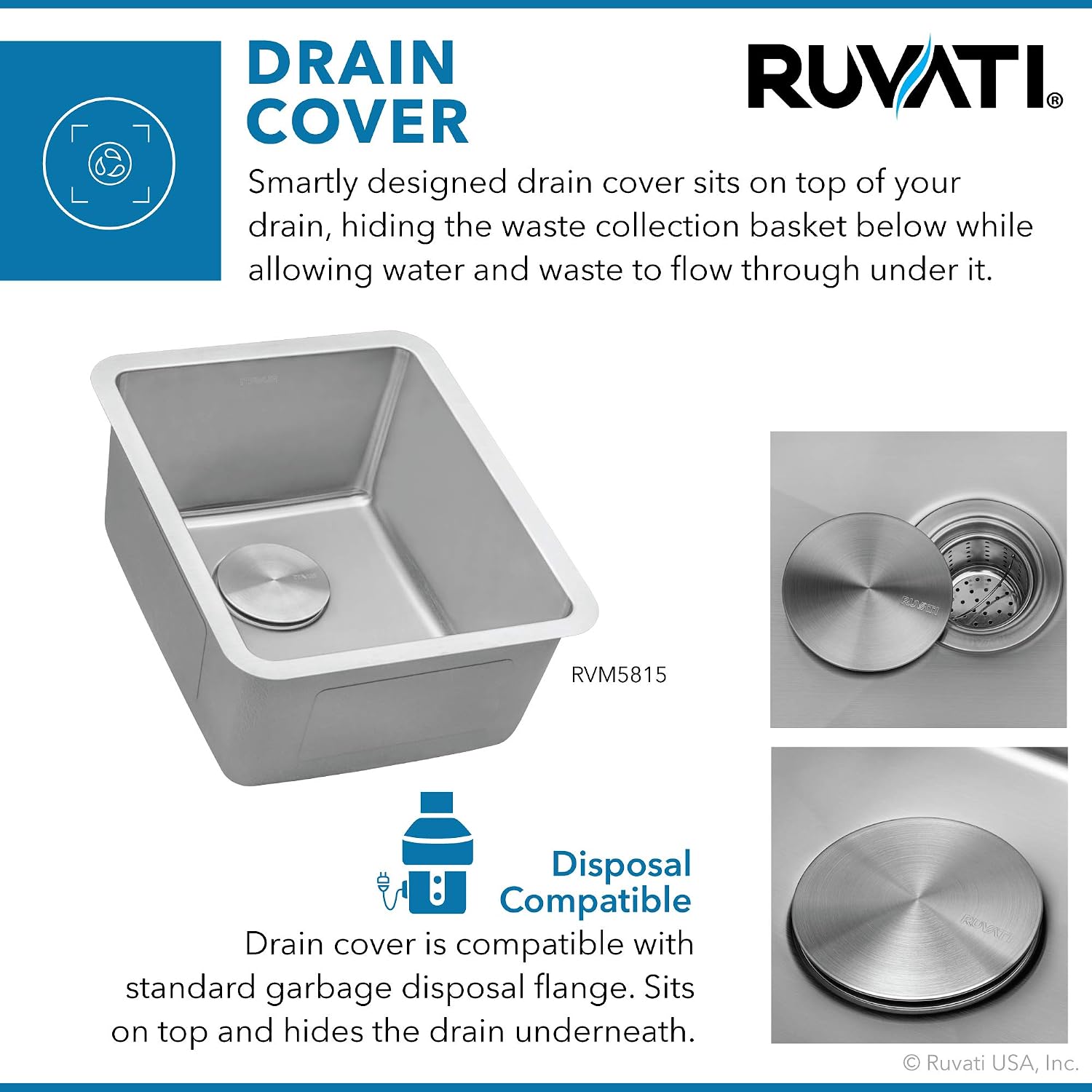 Ruvati 15-inch Undermount Bar Prep Kitchen Sink - 16 Gauge Stainless Steel Kitchen Sink Single Bowl with Brushed Finish hides scratches, Easy-to-Clean Undermount Sink - RVM5815