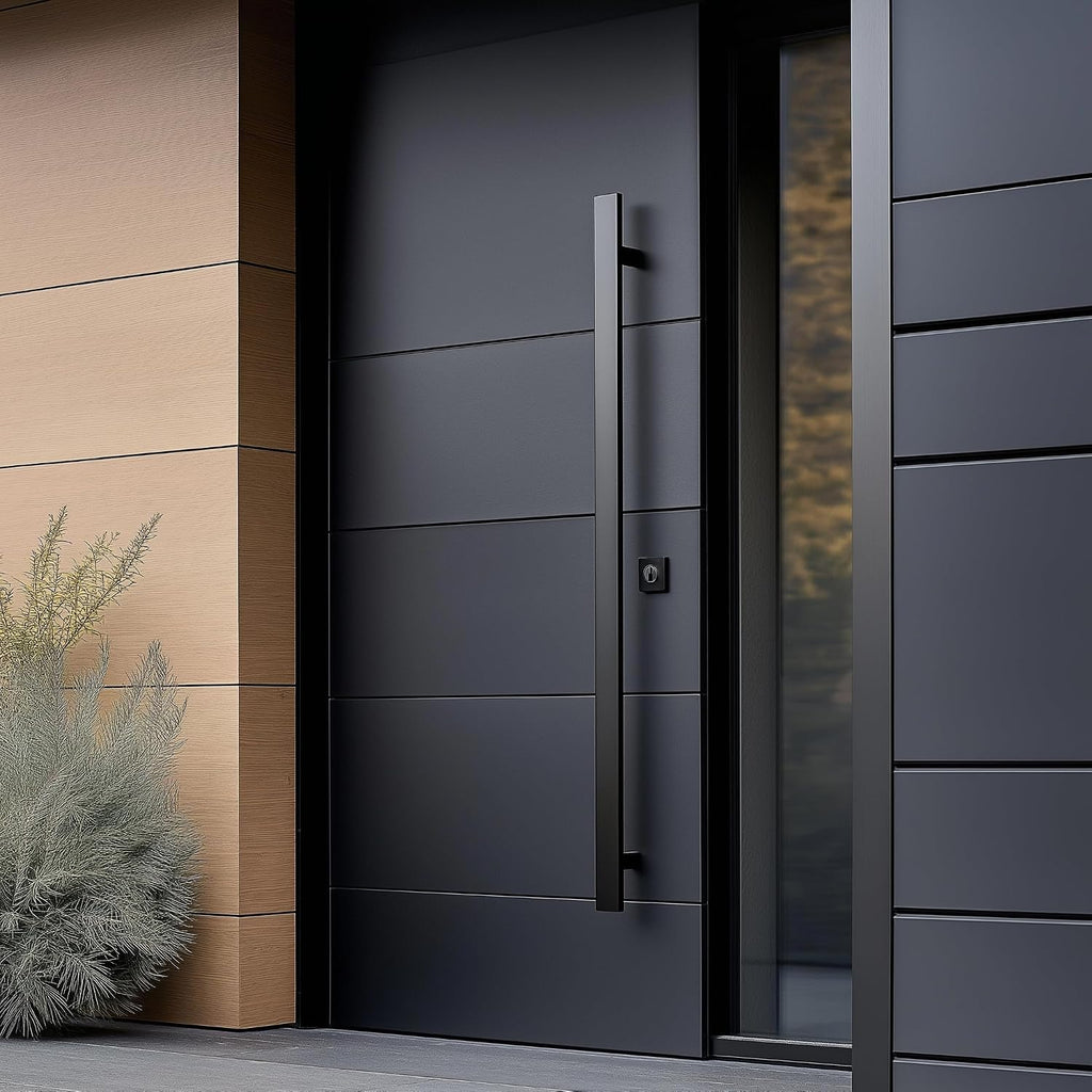 TOGU TG-6018 48 inches Solid Standoffs Heavy-Duty Commercial Grade-304 Stainless Steel Push Pull Door Handle/Barn Door Pull Handle/Glass Pulls, Matte Black Finish