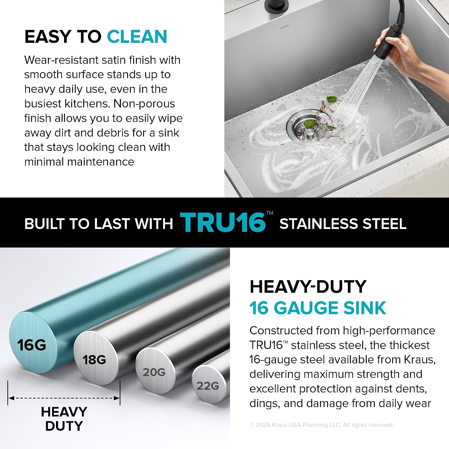 KRAUS 18 x 18 inch Standart PRO™ Drop-In Top Mount 16 Gauge Single Bowl 1-Hole Stainless Steel Kitchen Sink Set (5 Item Bundle: Sink, Bottom Grid, Drain Assembly, Drain Cap, Kitchen Towel), KHT301-18