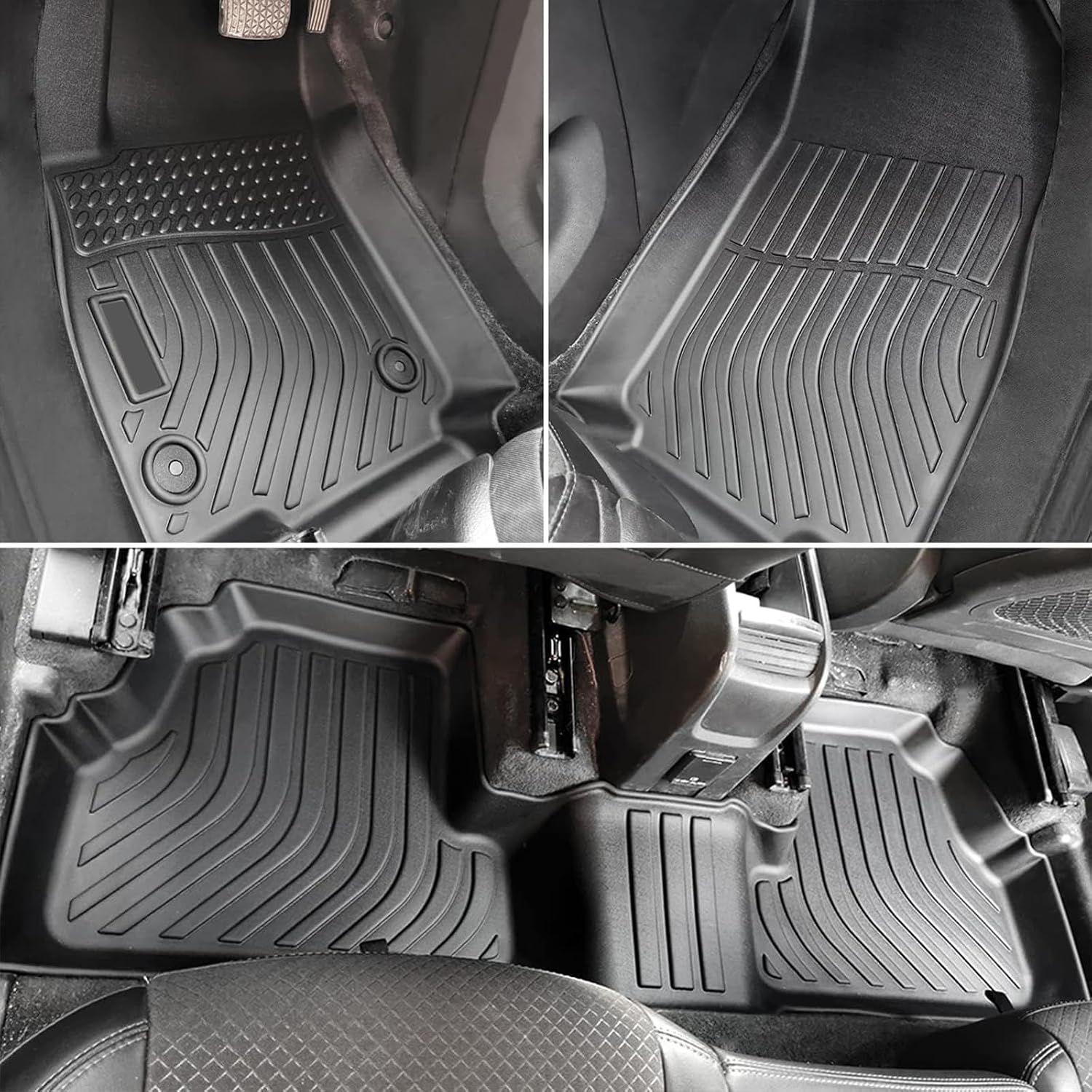 FREEMOTOR802 Compatible with 2008-2020 Dodge Grand Caravan 7 Seats Chrysler Town & Country Floor Mats, Black 3D Molded Carpets Liner 1st 2nd Row 4PC TPE Thermo Plastic Elastomer All Weather Protector
