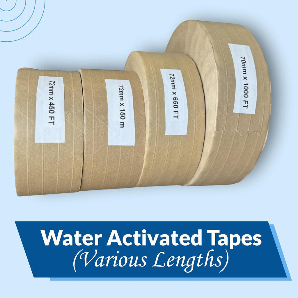 3'' x650 Feet Reinforced Water Activated Gummed Kraft Paper Tape, for Heavy Duty Secure Packing Shipping, Tamper Evident Gummed Tape, Brown - 10 Rolls