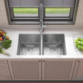 Sinber HU3219D-S-16G 32' x 19' x 10' Undermount Double Bowl Kitchen Sink with 16 Gauge 304 Stainless Steel Satin Finish (Sink Only)