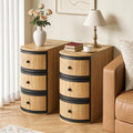 BERRYMERRY Narrow End Table Set of 2 with Charging Station, Modern Slim Nightstand Bedside Table with 3 Drawers for Bedroom Living Room, Natural, 11.81' W x 23.51' D x 23.62' H