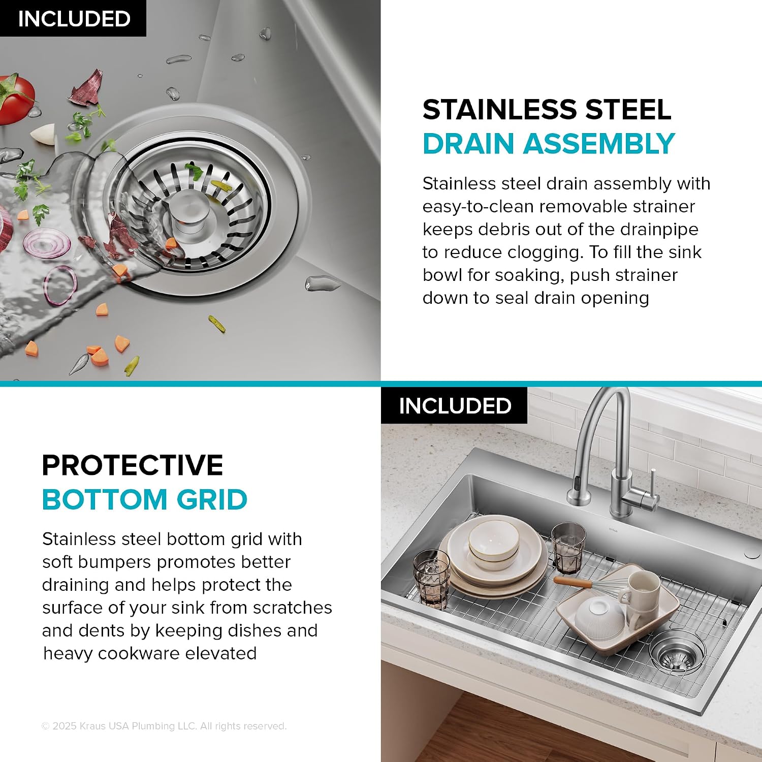 KRAUS Fairlane 33-inch ADA Compliant Drop In/Top Mount Single Bowl 18-Gauge Stainless Steel Kitchen Sink, KHT640-33-5.5