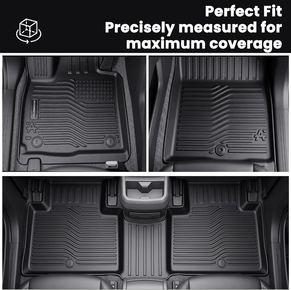 Auxko All Weather Floor Mats Cargo Mat with Backrest Mat for Kia Telluride 2027 (Gasoline Not for Hybrid) 7&8 Seater TPE Accessories Odorless Floor Liner Trunk Liner with Back Seat Protector