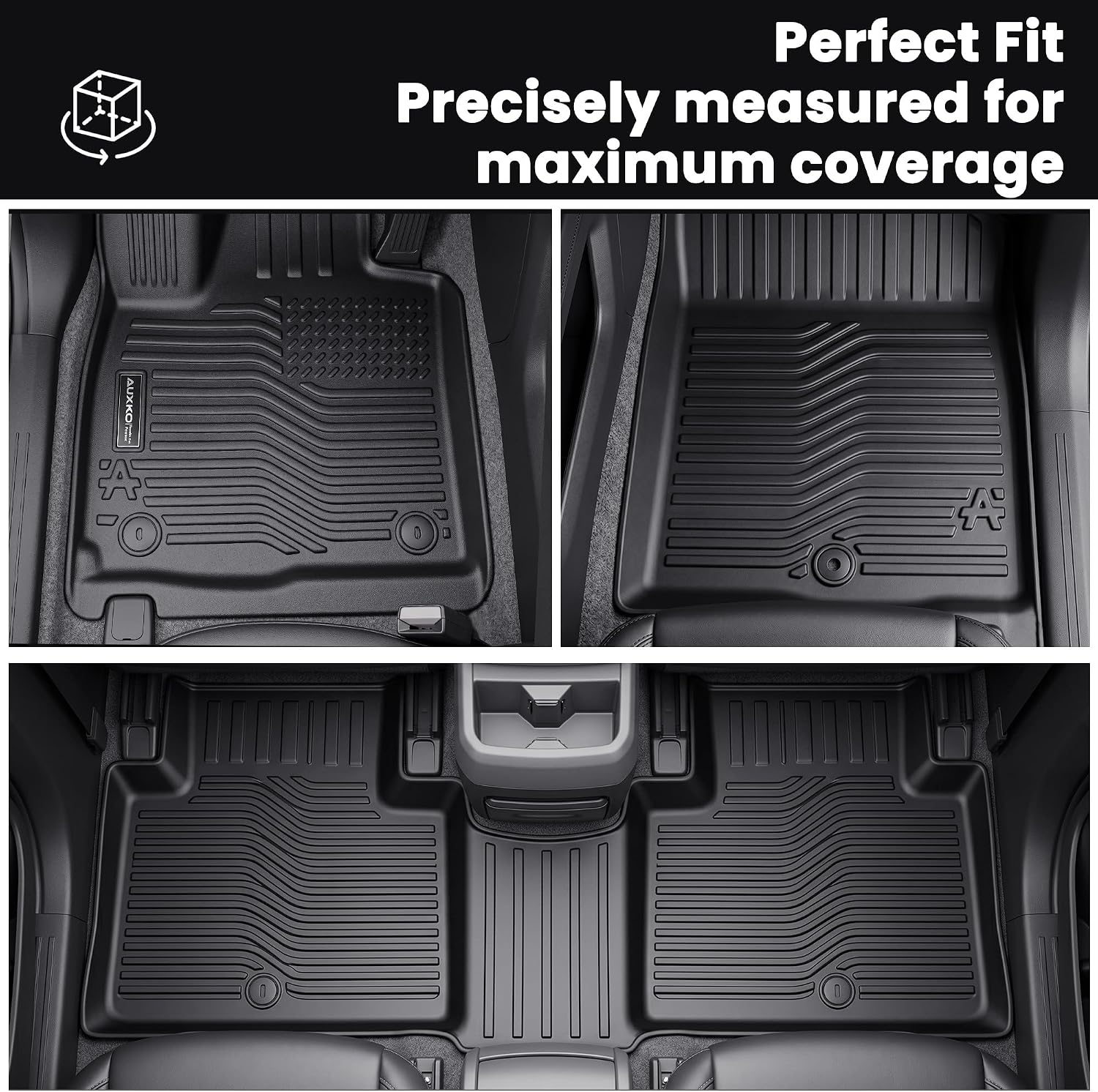 Auxko All Weather Floor Mats Cargo Mat with Backrest Mat for 2027 Kia Telluride Hybrid TPE Liners Accessories Guard Odorless Anti-Slip Floor Liners Trunk Tray with Back Seat Protectors