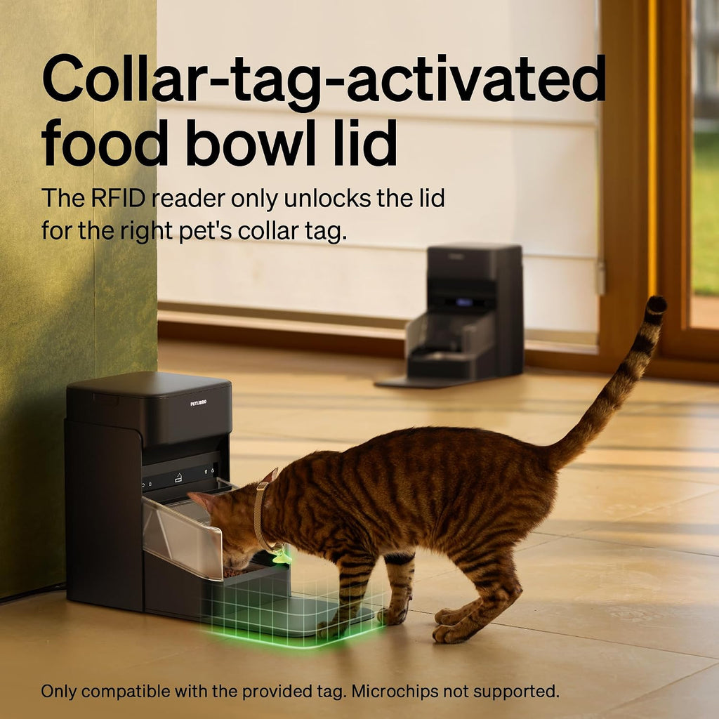 PETLIBRO RFID Cat Feeders for 2 Cats, Collar Sensor for Personalized Meals, Cats Recognition, Diet Tracking and Anti-Stealing for Multi-Pets Homes and Different Diets, Automatic Pet Feeder (Pack of 2)