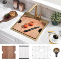 21x20 Inch Drop In Bar Sink - 16 Gauge Gold Stainless Steel Small Kitchen Sink, 10' Deep Single Bowl Workstation Sinks with Accessories for RV, Outdoor Kitchen & Wet Bar