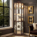 72' H Lighted Corner Display Curio Cabinet, Wooden Shelving Unit with Tempered Glass Doors, Bar and Liquor Storage Area with 6 Shelves, Rack for Living Room (Dark Cherry)