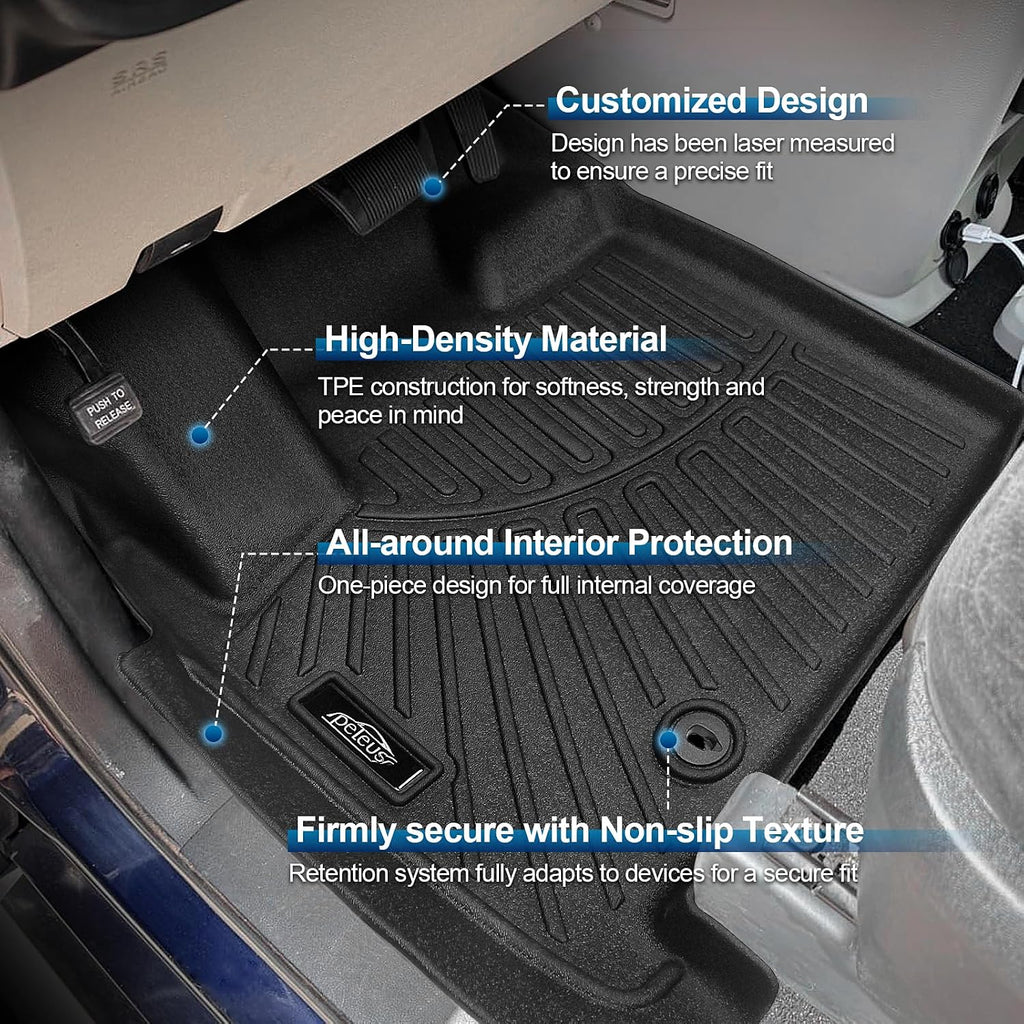 Peleus Floor Mats & Trunk Mat for 2024 2025 2026 Lincoln Nautilus All Weather TPE Protection Floor Liners Full Set with Cargo Liner for Lincoln Nautilus Accessories