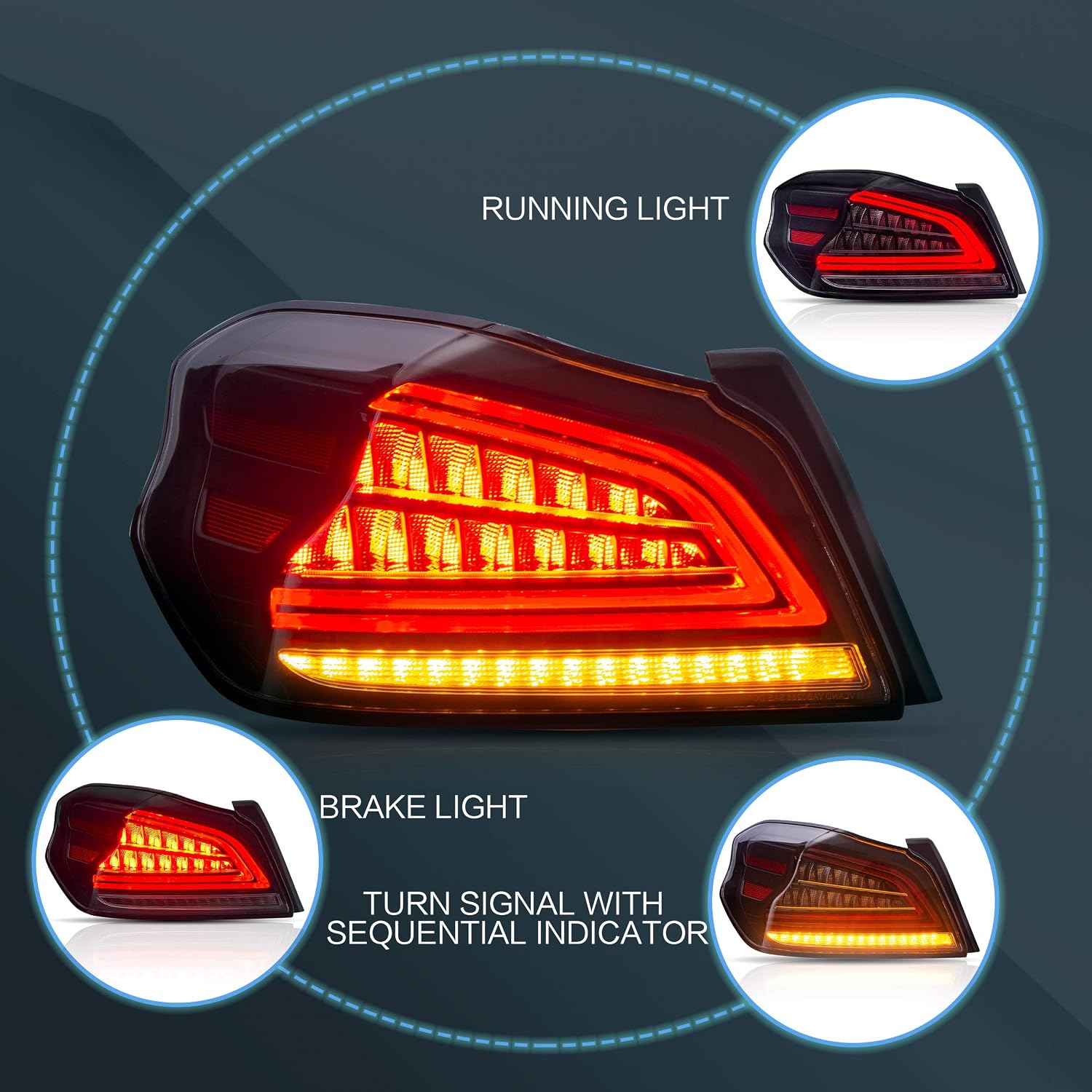 VLAND Headlights and Taillights Fit for 2015-2021 SUBARU WRX/STI 1st Gen, Clear