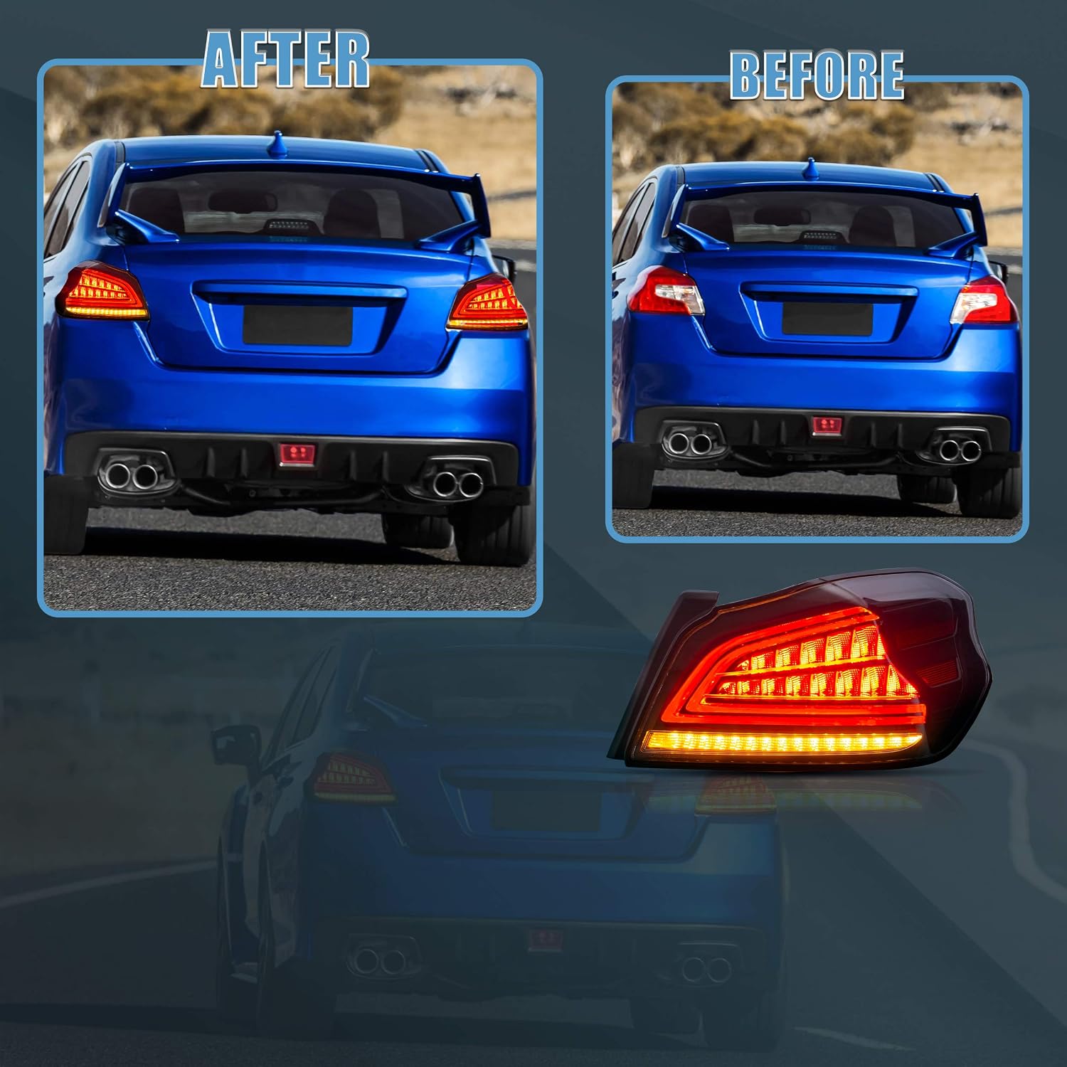 VLAND Headlights and Taillights Fit for 2015-2021 SUBARU WRX/STI 1st Gen, Clear