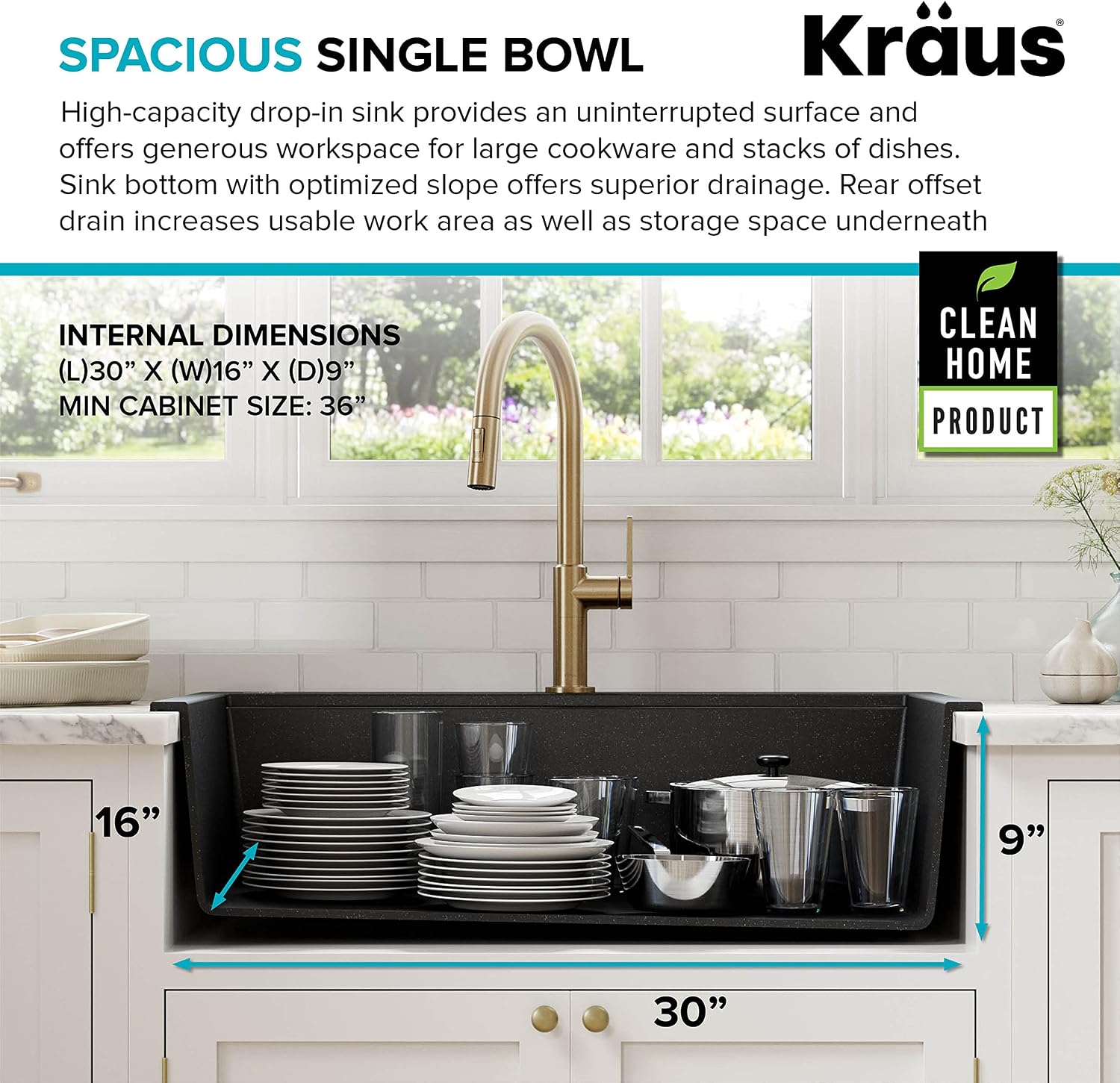 KRAUS Bellucci Workstation 33' Single Bowl Granite Kitchen Sink in Metallic Black w/Accessories, KGTW2-33MBL, Includes Dish Drainer/Dish Drying Rack