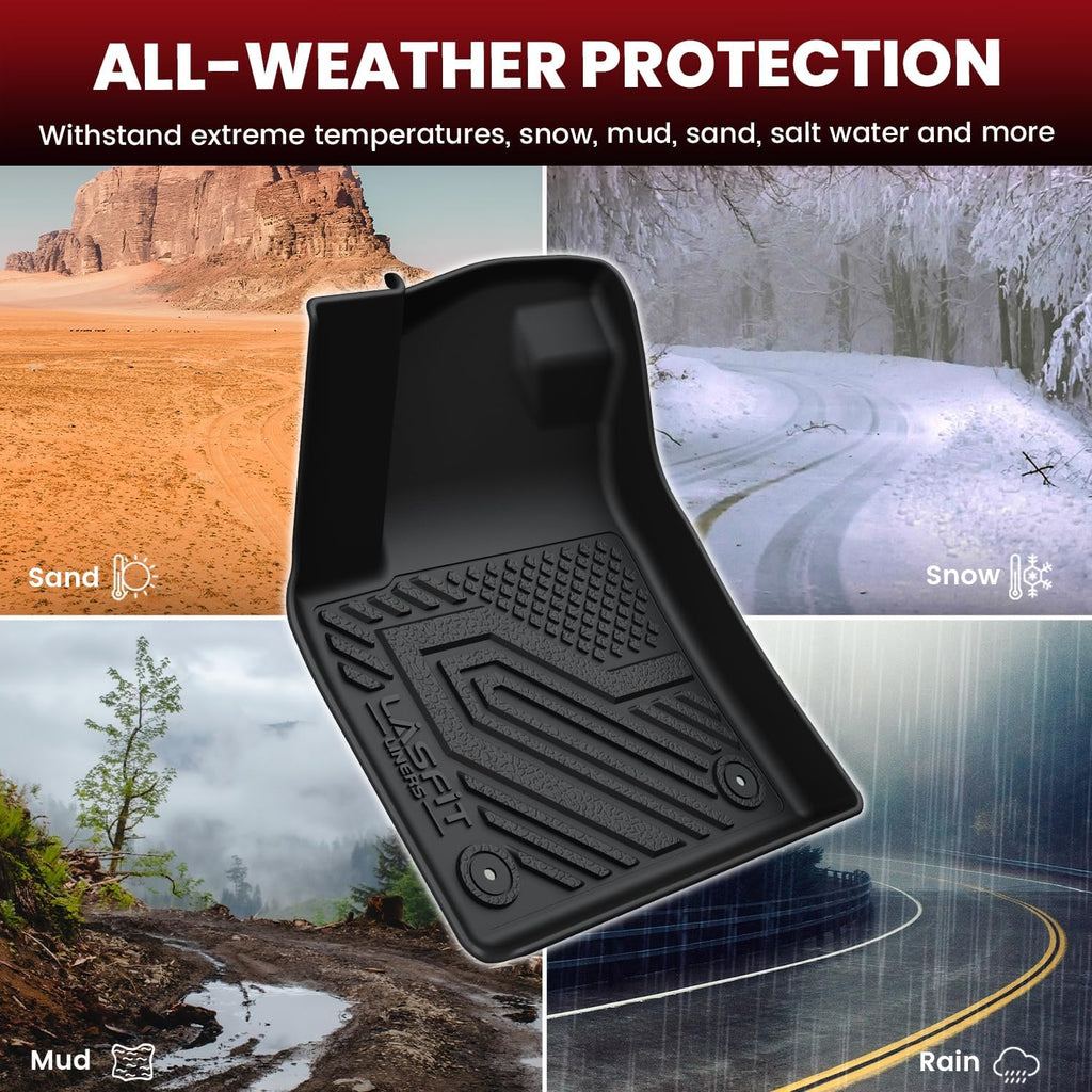 LASFIT Floor Mats & Cargo Liner for SUV VW Atlas Cross Sport 2020-2026, All Weather TPE Custom Fit Floor Liners 1st and 2nd Rows Car Mats & Cargo Mat for Volkswagen Atlas Cross Sport, Black