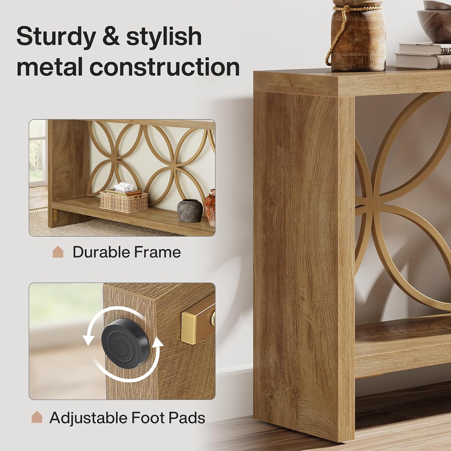 Tribesigns 70.9-Inch Narrow Sofa Table, FarmhouseLong Sofa Table Behind Couch, Entry Console Table with Storage for Entryway, Living Room, Foyer, Unique Design, Natural
