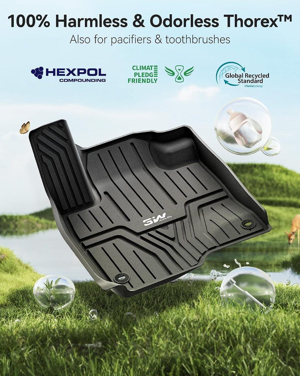 3W Floor Mats Fit for Honda HR-V 2023-2025 2026 & Acura ADX 2025 2026 TPE All Weather Custom Fit Floor Liner for Honda HRV 1st and 2nd Row Car Mats Black(Include Hybrid) (Not fit Premium Audio System)