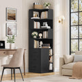 FACBOTALL 76.8' Corner Bookshelf with 3 Drawers and 3 Side Storage Cubbies, L Shaped Tall Bookshelf and Bookcase, 4 Tier Corner Bookcase, Wood Narrow Book Shelf for Living Room, Office, Black