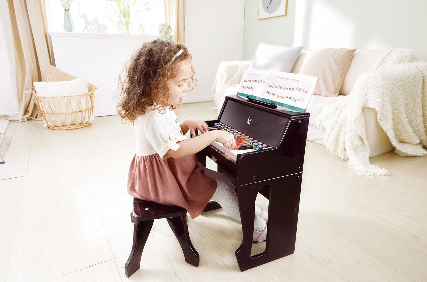 Hape Learn with Lights Black Piano with Stool