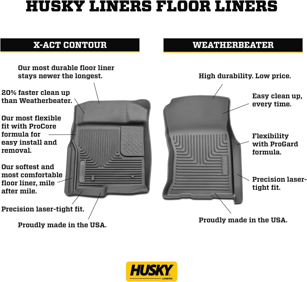 Husky Liners X-act Contour Floor Mats | Fits 2016-2023 Mazda CX - 9 | Front Row, 2-pc Black - 52101