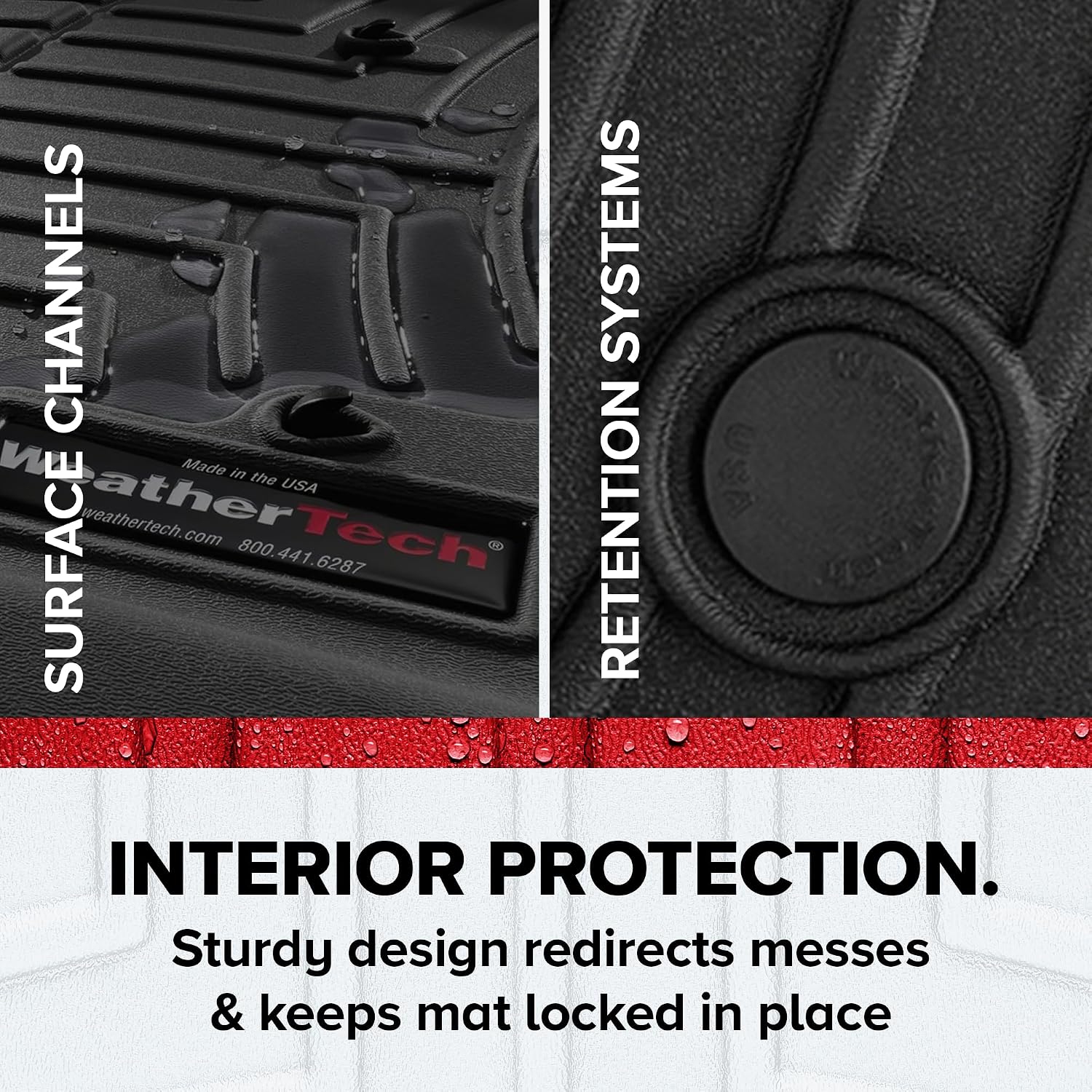 WeatherTech Custom Fit FloorLiners for Kia k4-1st & 2nd Row (441909-1-2), Black