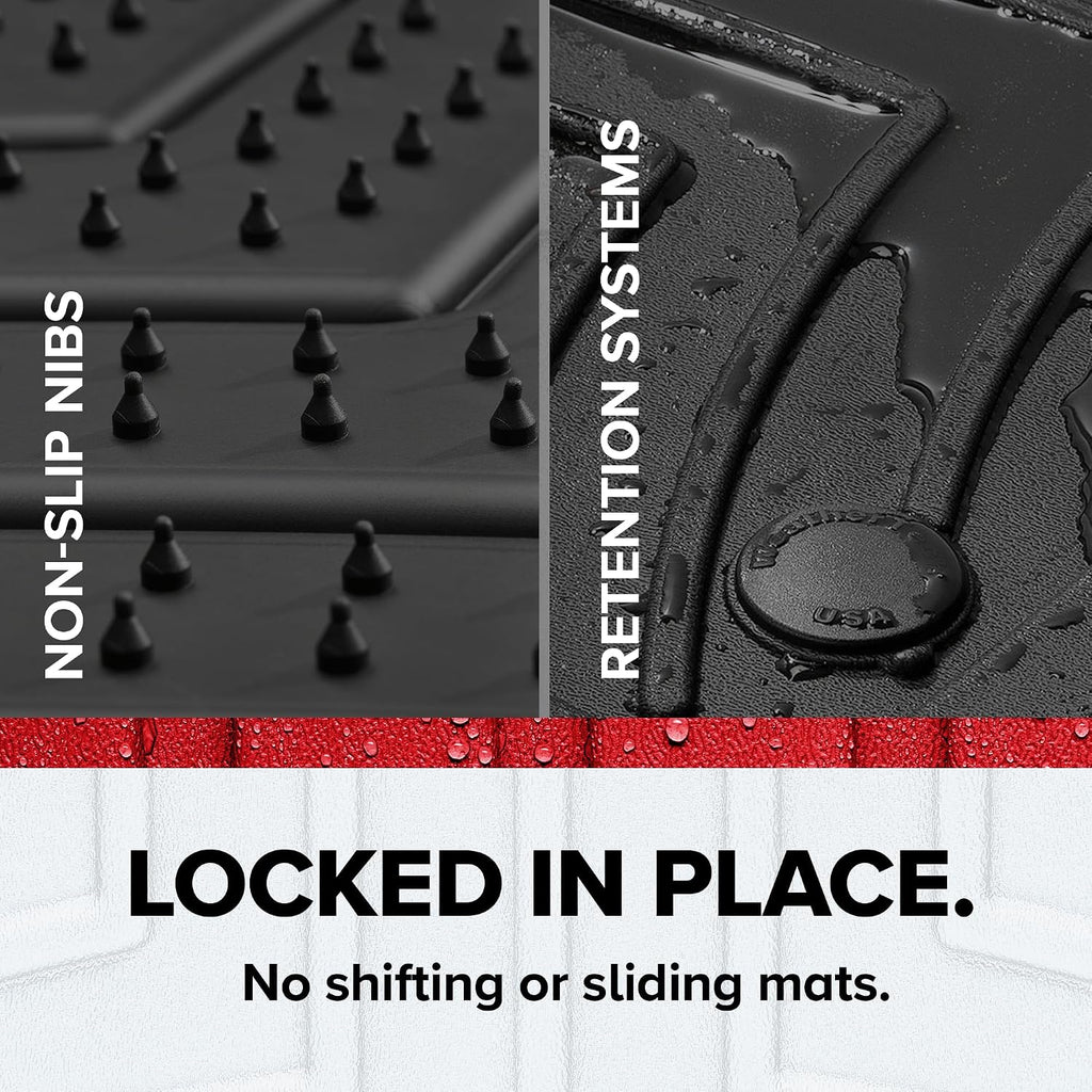 WeatherTech FloorLiner HP Custom Fit Floor Mats for Chevrolet Silverado 1500 LTD, Sierra 2500HD / 3500HD, Silverado 1500-1st & 2nd Row (441436-1-6IM), Black