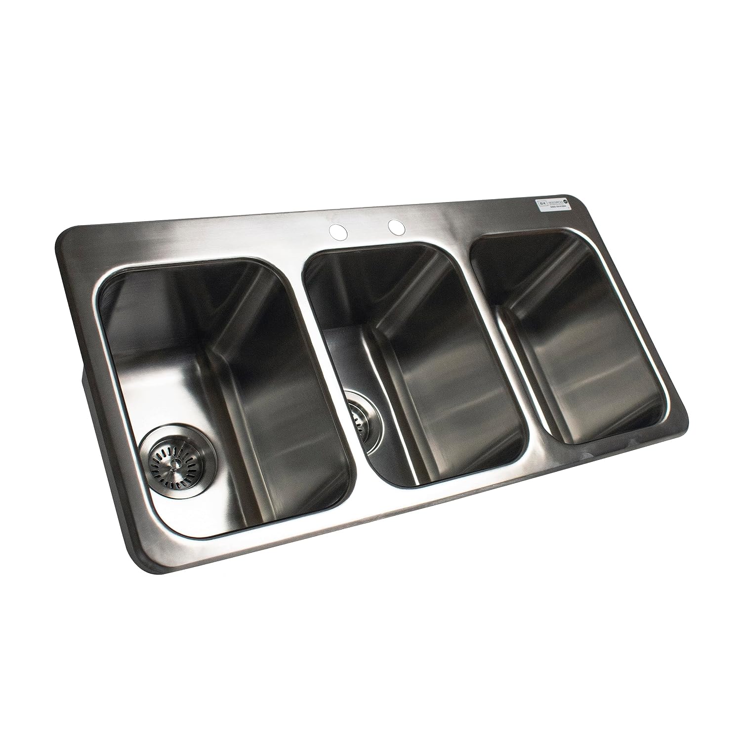 BK Resources NSF Commercial 3 Compartment Drop in Sink, 10'x14'x10' Bowl Size, 18 Gauge T-304 Stainless Steel, Top Mount, Seamless Deep Drawn Construction (DDI3-10141024)