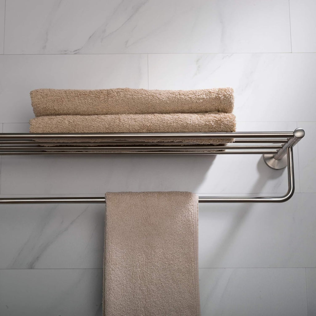 KRAUS Elie Bathroom Shelf with Towel Bar, Brushed Nickel Finish, KEA-18842BN