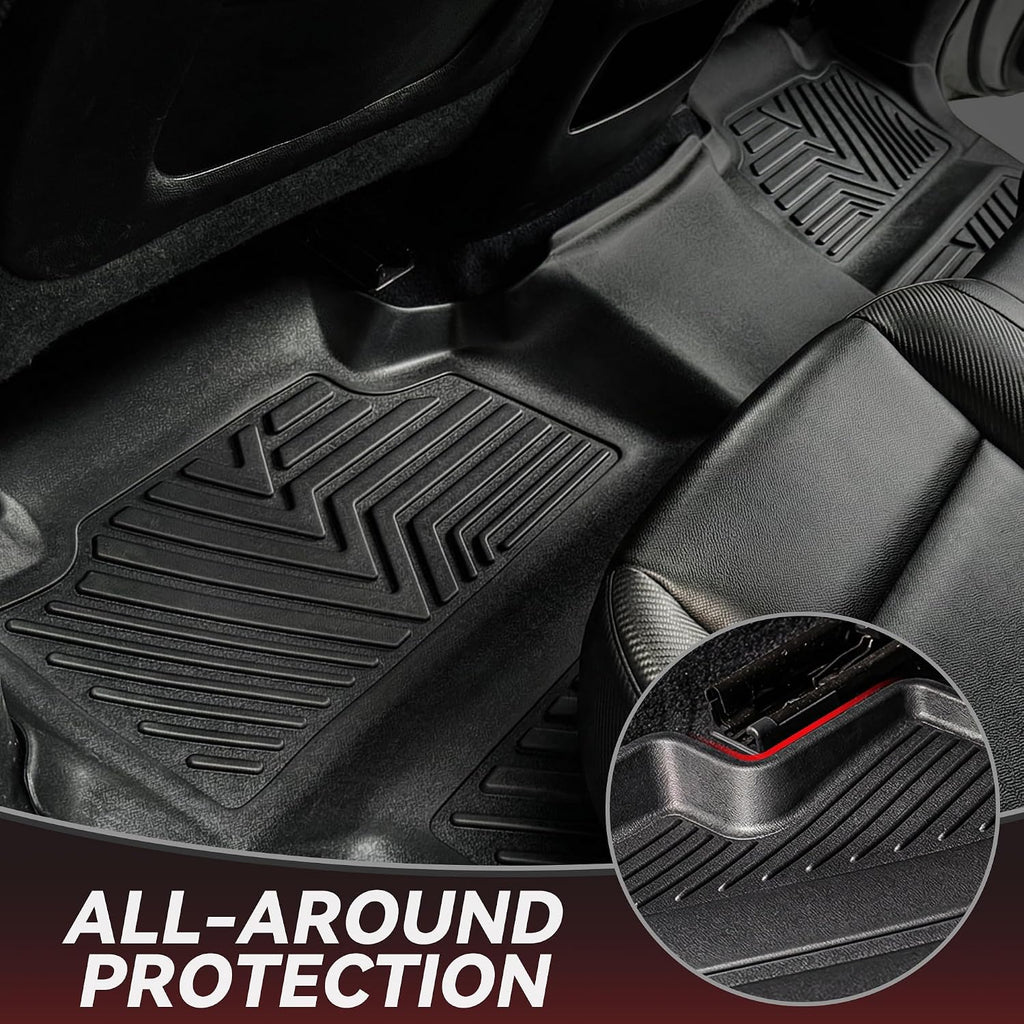 YITAMOTOR Floor Mats Compatible with 2014-2018 Chevy Silverado/GMC Sierra 1500 Crew Cab, 2015-2019 Silverado/Sierra 2500 HD/3500 HD Crew Cab, Custom Fit Liners, 1st & 2nd Row All-Weather Protection