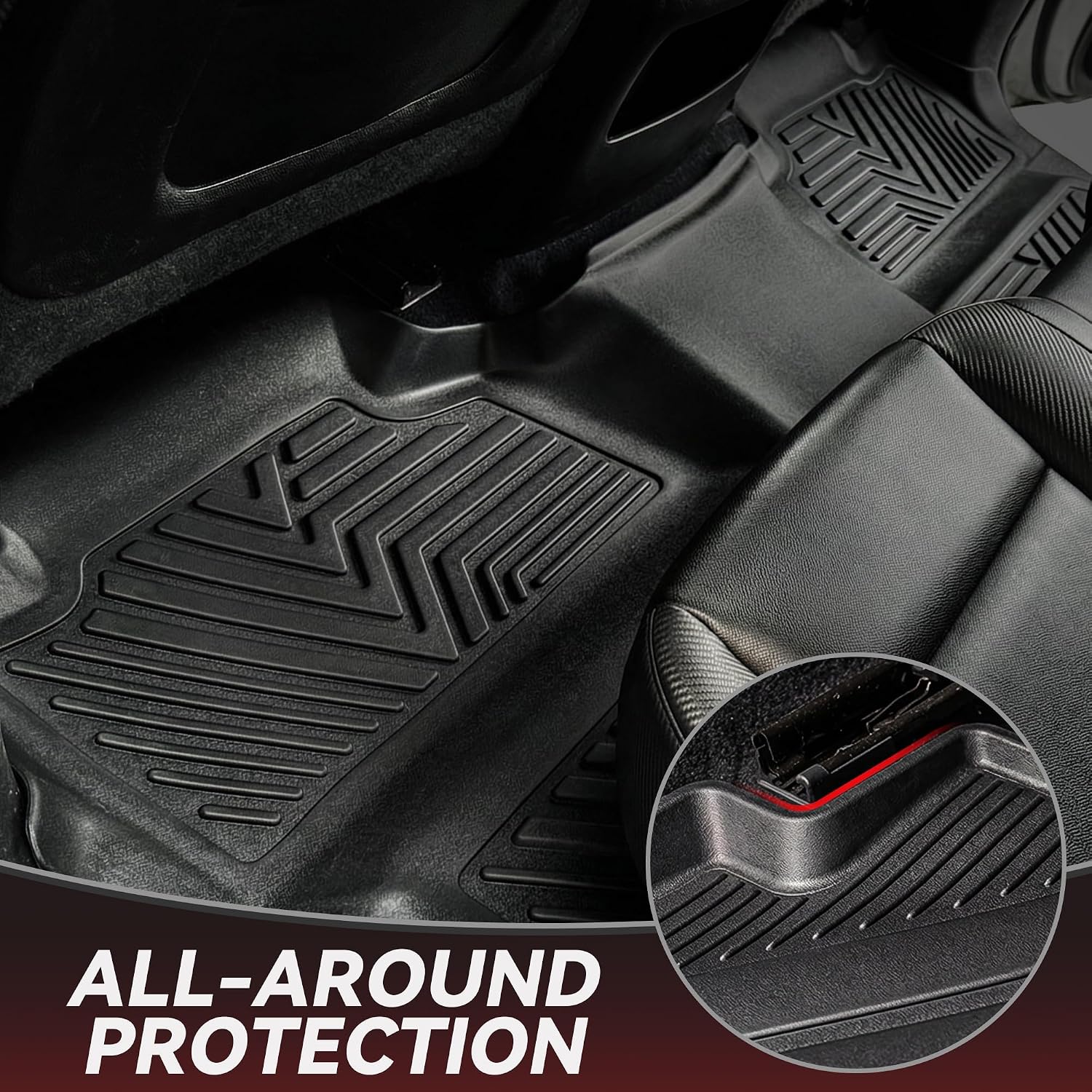 YITAMOTOR Floor Mats Compatible with 2014-2018 Chevy Silverado/GMC Sierra 1500 Crew Cab, 2015-2019 Silverado/Sierra 2500 HD/3500 HD Crew Cab, Custom Fit Liners, 1st & 2nd Row All-Weather Protection