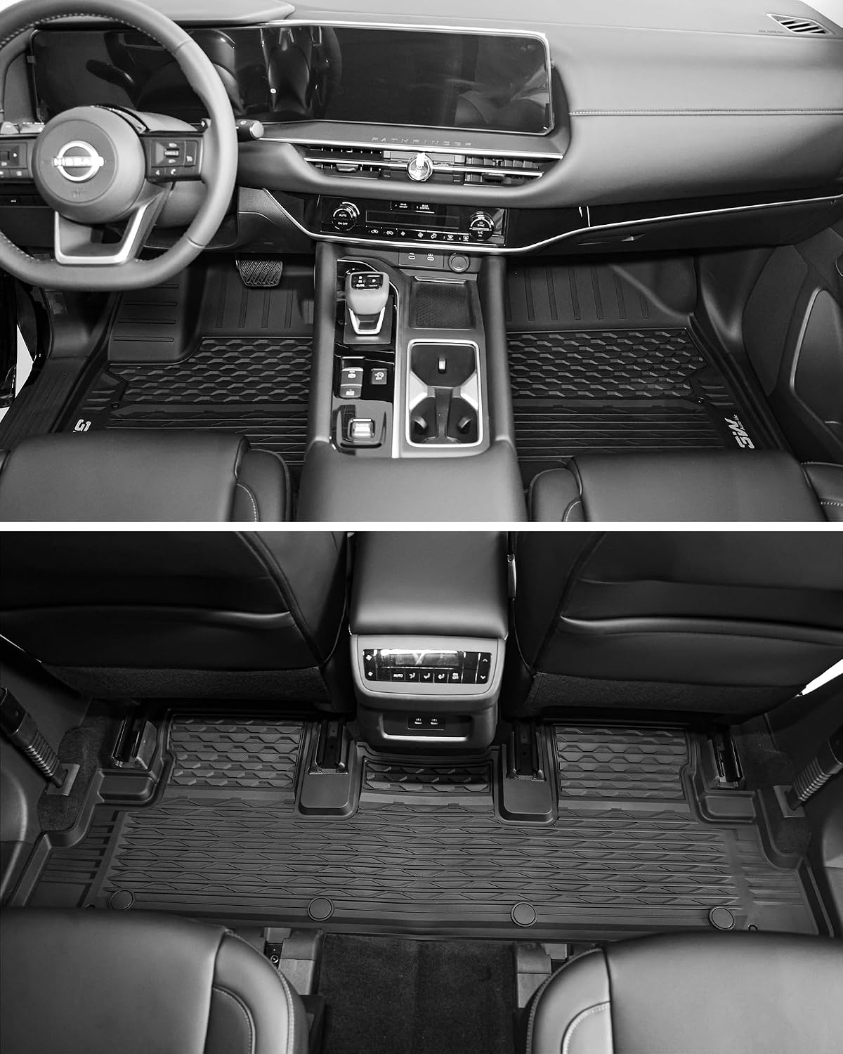 3W Floor Mats for Nissan Pathfinder 2022-2026 (Only fit 8 Passenger Models), 3 Rows,TPE All Weather Protection Car Floor Liners Accessories,Black