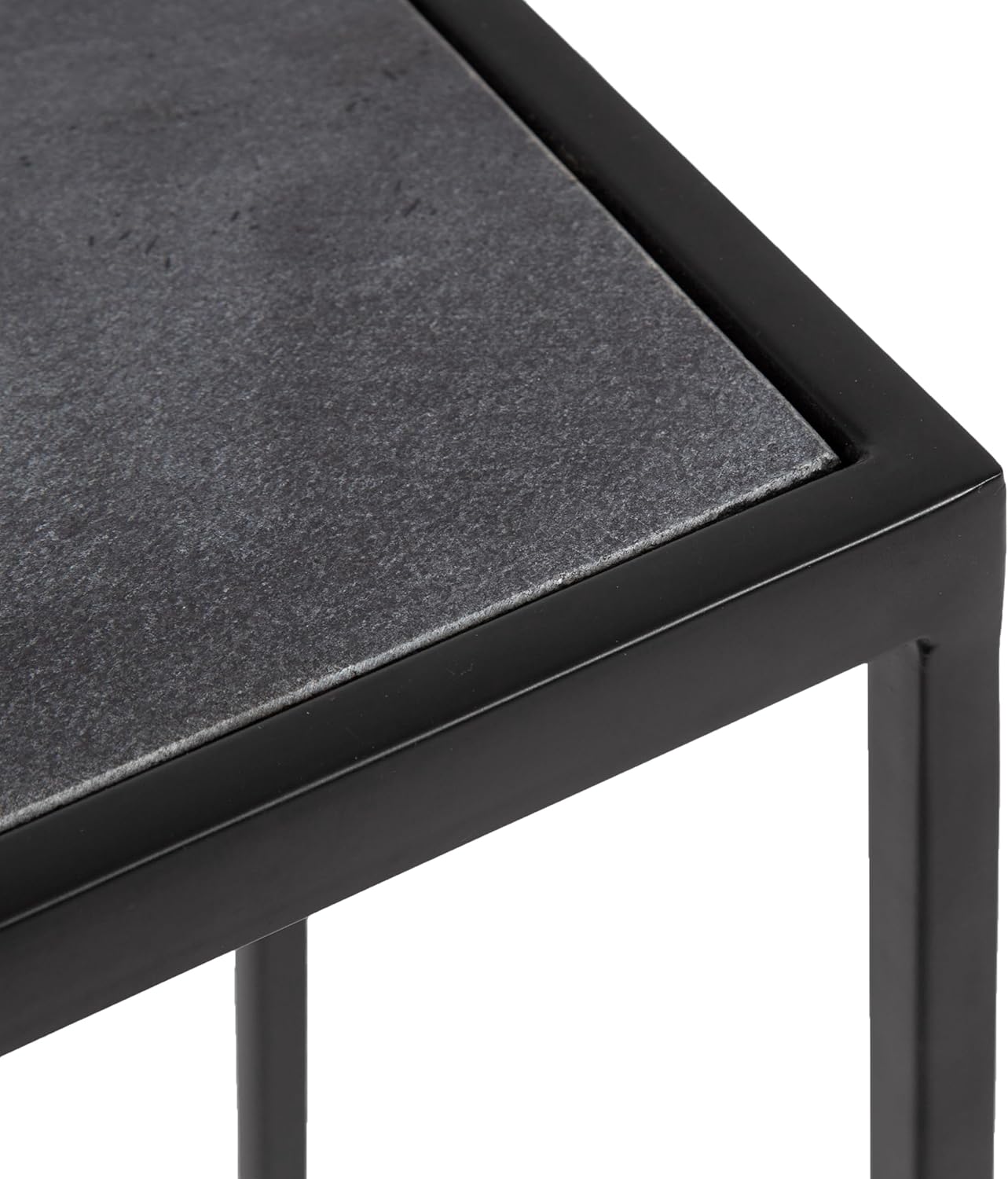 Kate and Laurel Jaspur Modern Slim Side Table, 16 x 8 x 24, Black Marble and Black, Decorative Glam Narrow End Table for Use as Skinny Bedroom Nightstand or Living Room Accent Table