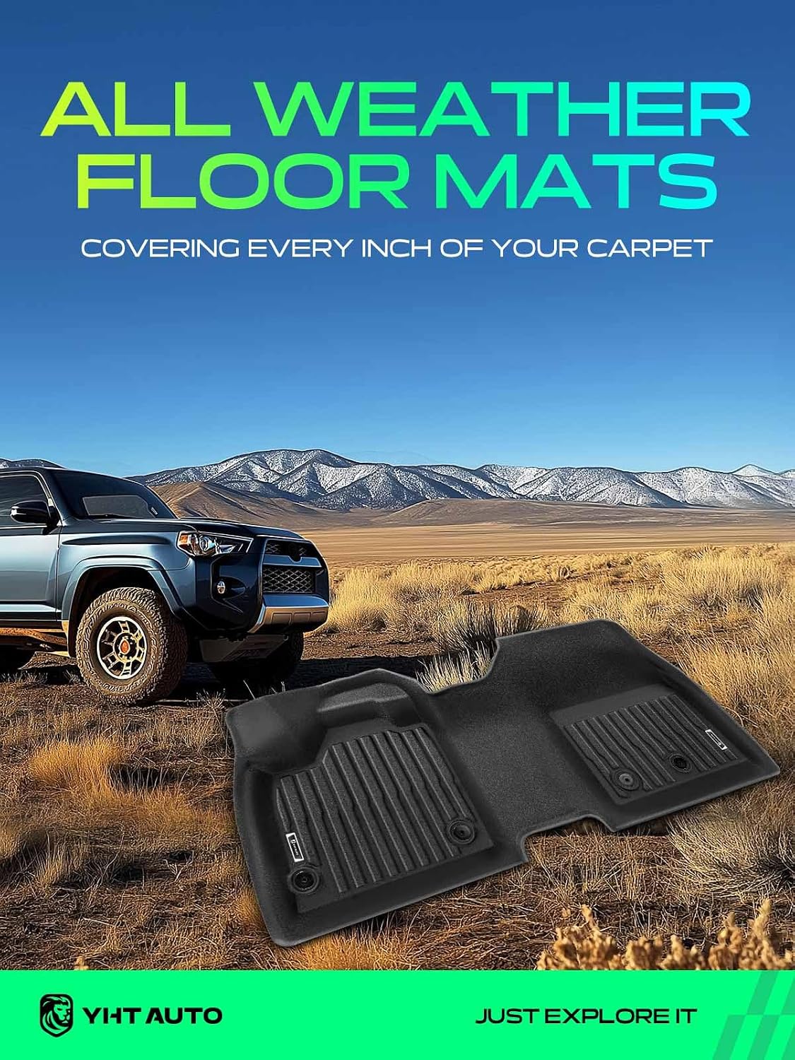 YHTAUTO Floor Mats & Cargo Mat Fit 2023-2026 Nissan Ariya, TPE All Weather Car Mats Waterproof Anti-Slip Odorless Floor Liner, Interior Accessories, 1st & 2nd Row & Trunk Mat, Set of 3