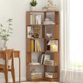 GDFStudio 64.6' Tall L-Shaped Corner Bookshelf, 6-Tier Freestanding Corner Shelf Bookcase with Anti-Drop Panels, Wooden Open Back Display Shelves Organizer for Living Room Bedroom Office, Dark Oak