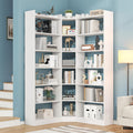 Nosepen 70.8' Tall Corner Bookshelf and Bookcases, 7 Tiers Morden Large Etagere Bookcases Storage Display Rack with Baffle, Industrial L Shaped Bookshelves for Bedroom, Home Office, Living Room, White