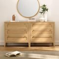 EYYTHUNG 3 Drawer Dresser Set of 2 for Bedroom, Modern Chest of Drawers with Golden Handles, Large Wood Nightstand, Storage Dresser Cabinet Side Table for Living Room, Hallway, Natural Oak