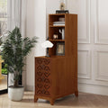 End Table with 3 Drawers & 2 Adjustable Shelves,Corner Table with USB & AC Charge Station,X-Shaped Carved Front,Solid Wood Frame,Tall Narrow Side Tables for Bedroom,Living Room,Small Space,Natural