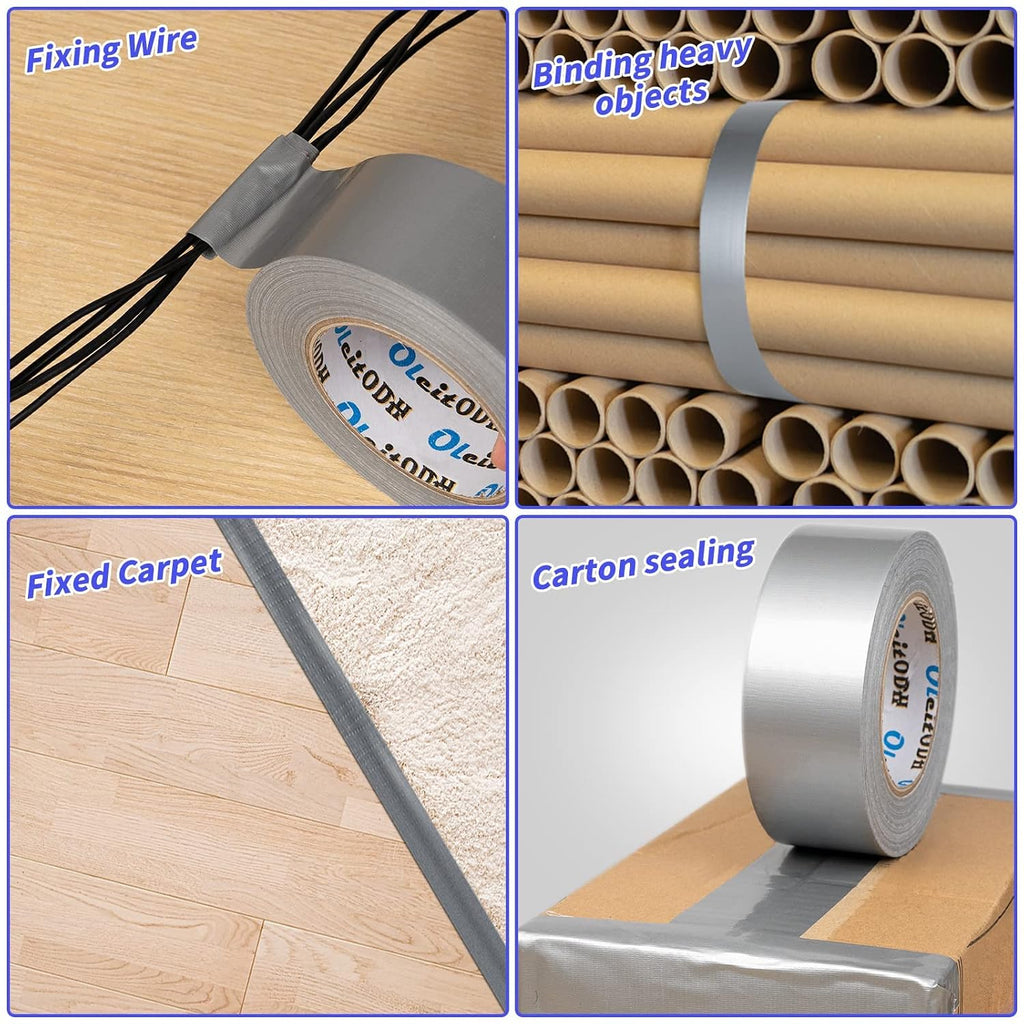 48 Pack Silver Duct Tape Heavy Duty Bulk, 2 inch X 1440 Yards, Strong No Residue All-Weather Duct Tape, Waterproof, Tear by Hand, Multi-Use for Indoor & Outdoor Repairs, Industrial, Professional Use
