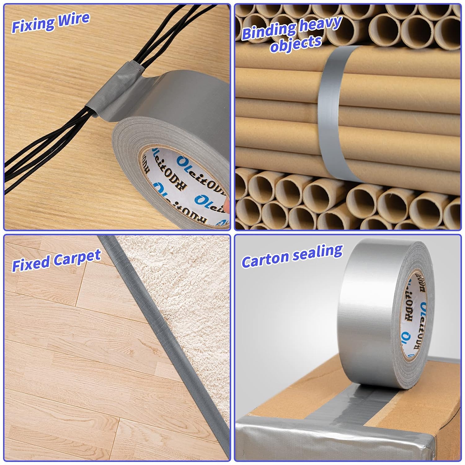 48 Pack Silver Duct Tape Heavy Duty Bulk, 2 inch X 1440 Yards, Strong No Residue All-Weather Duct Tape, Waterproof, Tear by Hand, Multi-Use for Indoor & Outdoor Repairs, Industrial, Professional Use