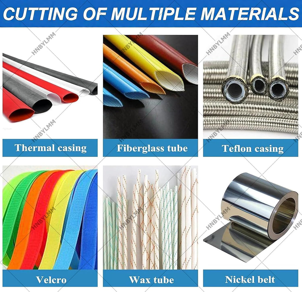 Automatic Heat Shrink Tube Cutting Machine Electric Tube Cable Pipe Cutter Industrial Fiberglass Sleeving Cutter with LCD Display & Micro Computer Control, Cutting Width 0-100mm, Accuracy 0.1mm