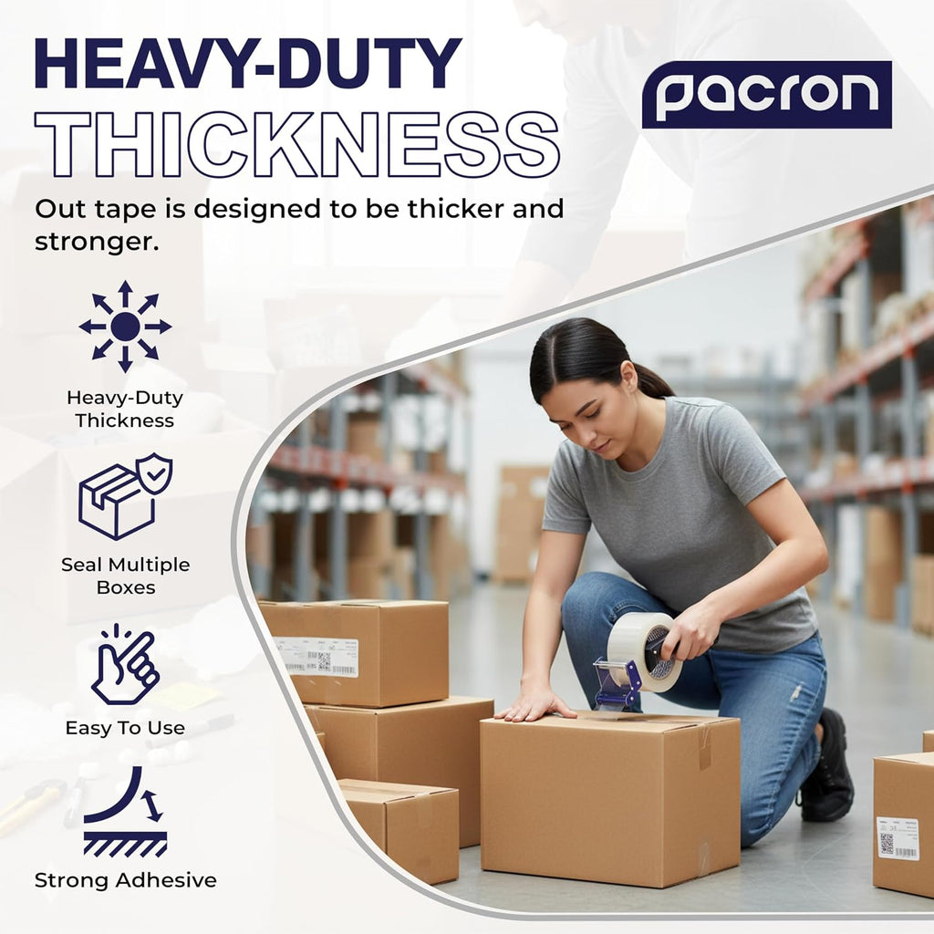 Clear Packing Tape 2 MIL Thick - 72 Heavy-Duty Wrapping Tape - 110-Yard Length, 7920 Total Yards 1.88-Inch Wide Strong Adhesive Rolls for Moving, Office Packaging, Storage Organization & Warehouse