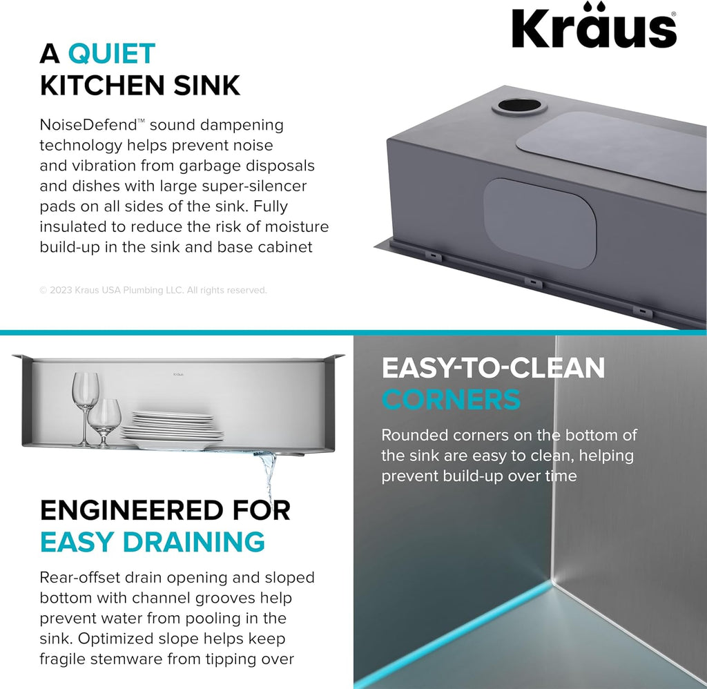 KRAUS Kore 30-Inch Drop In/Top Mount Workstation 16 Gauge Single Bowl Stainless Steel Kitchen Sink with Accessories, KWT310-30